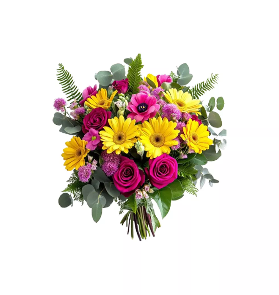 Delightful Gerberas and Rose Bouquet