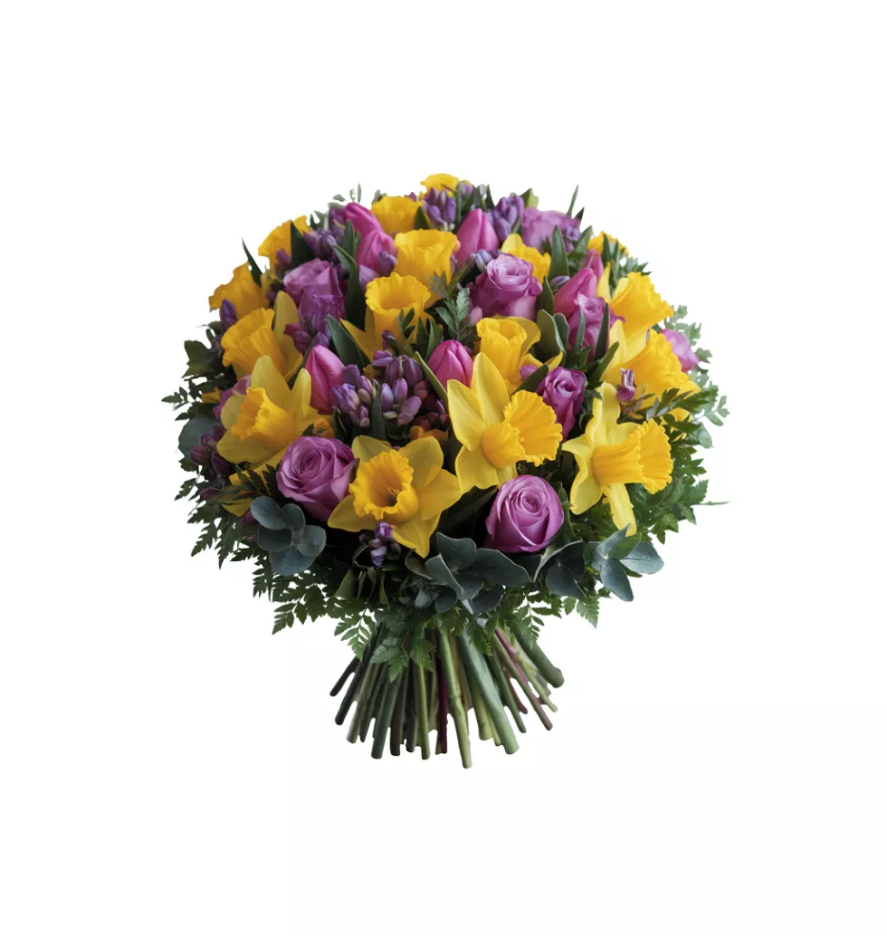 Delightful Daffodils and Anemones Bouquet